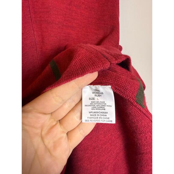 Vintage Woolrich Womens Large Cardigan Sweater Vest Holly Classic Red L - Picture 7 of 8